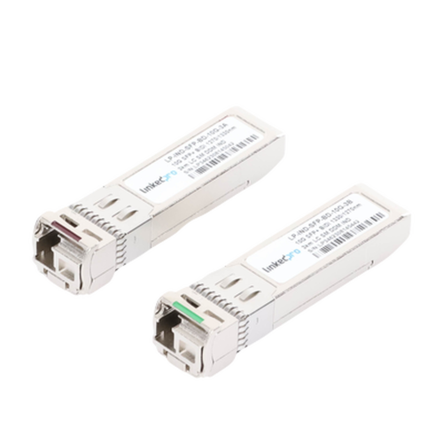 LINKEDPRO BY EPCOM LP-IND-SFP-BD-10G-3 Transceptores Ópticos Industriales Bidireccionales SFP+ (Mini-Gbic), Monomodo 1270 & 1330 nm, 10 Gbps, 10GBASE, Conector LC/UPC Simplex, DDM, Hasta 3 km, 2 Piezas