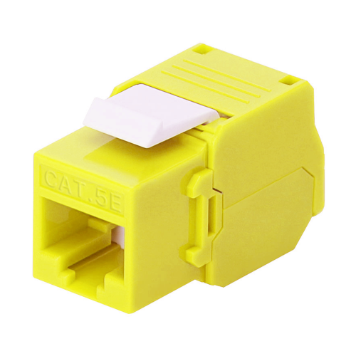 LINKEDPRO BY EPCOM LP-KJ-516-TTYE Módulo Jack Keystone Cat5e (toolless), con terminación en ángulo 180 º Color Amarillo, Compatible con Faceplate y Patchpanel Linkedpro