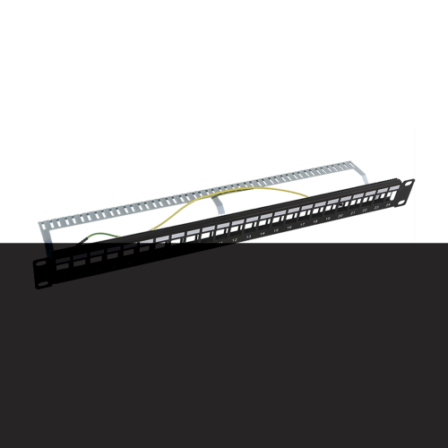 LINKEDPRO BY EPCOM LP-PP-23-STP-BK-24P Patch panel modular Blindado (STP) de 24 puertos, con barra para organizar cable
