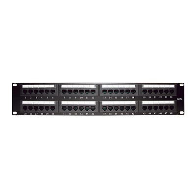 LINKEDPRO BY EPCOM LP-PP-508 Panel de parcheo de impacto (110) UTP de 48 puertos Cat5e 19in, 2U con barra para organizar cable