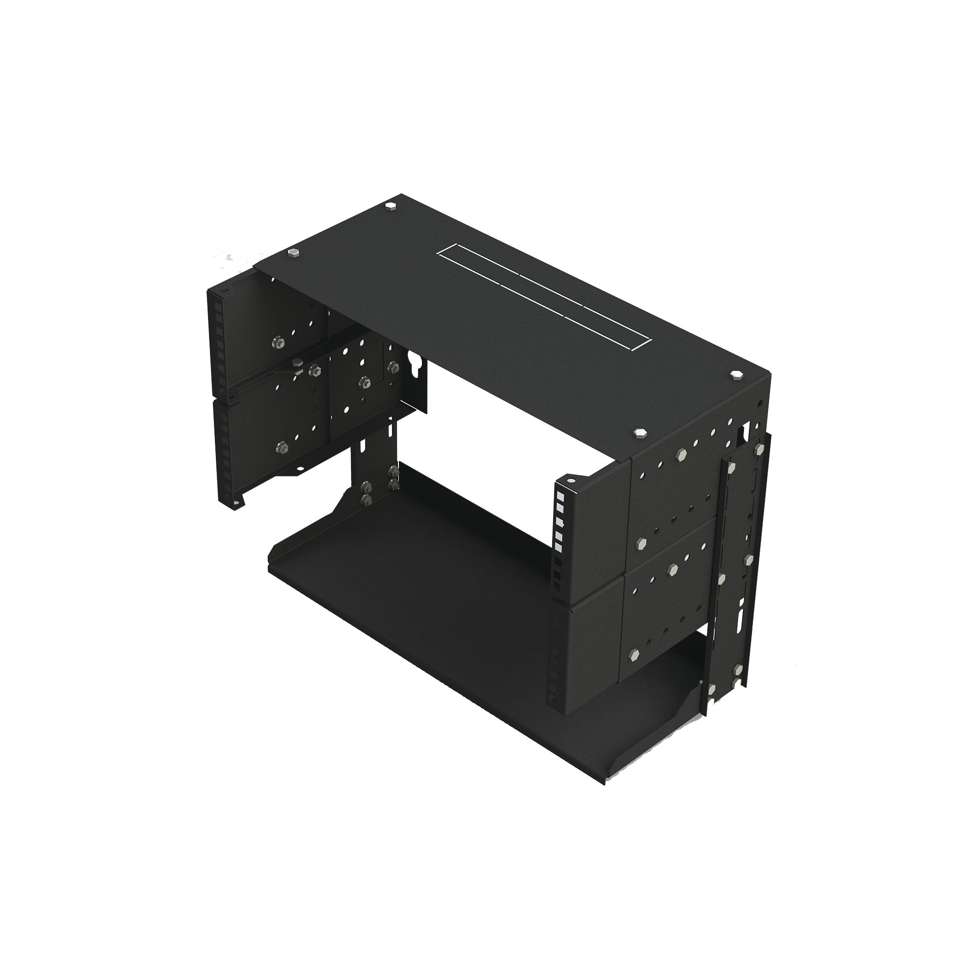 LINKEDPRO BY EPCOM LP-REP-1205-CH Rack Abierto de montaje en Pared, de 19in, 5 Unidades de rack, Profundidad Ajustable (8″ a 12″) con Charola de Uso Múltiple.