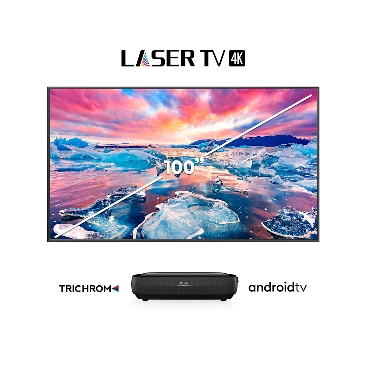 Laser TV Hisense 100L9G – 100 Pulgadas, 4K Smart HDR, Android *Incluye Pantalla De Proyección E Instalación*