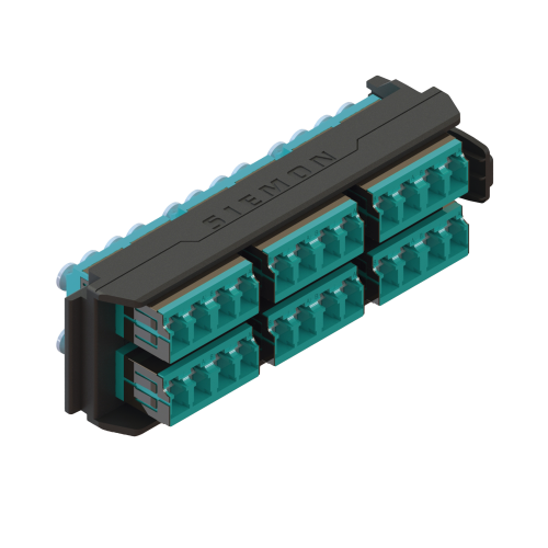 SIEMON LVA24-LCQ-BC-A Placa Acopladora LightVerse, 12 Conectores Dúplex LC/UPC, Acepta hasta 24 fibras Multimodo OM3 y OM4 (No Shuttered)