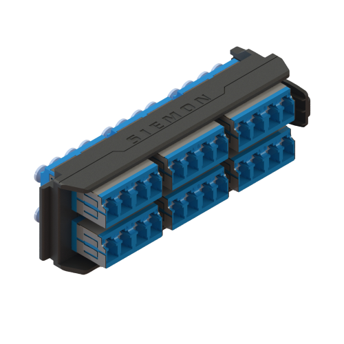 SIEMON LVA24-LCU-BC-A Placa Acopladora LightVerse, 12 Conectores Dúplex LC/UPC, Acepta hasta 24 fibras Monomodo (No Shuttered)