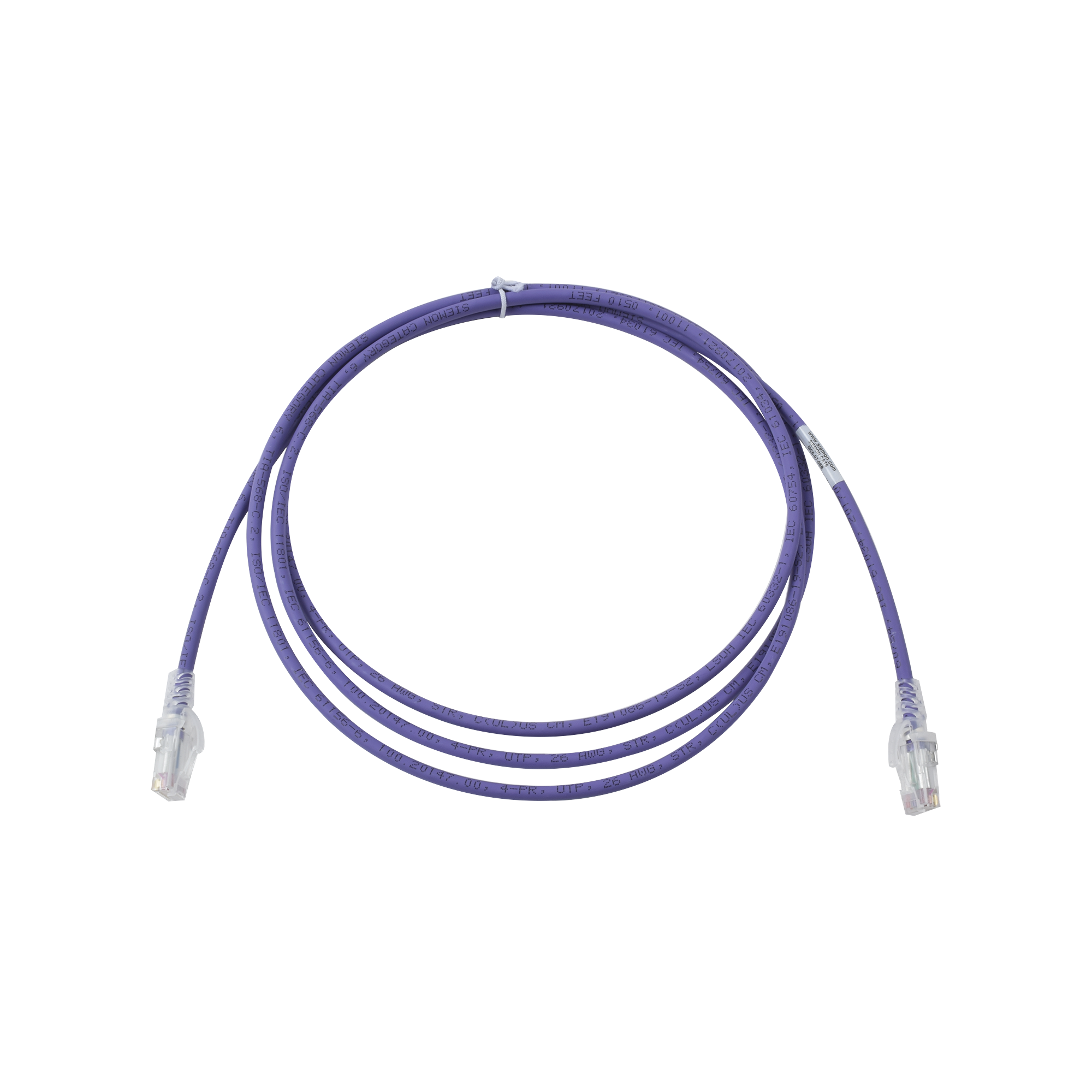 SIEMON MC6-07-08B Patch Cord MC6 Modular Cat6 UTP, CM/LS0H, 7ft, Color Violeta, Versión Bulk (Sin Empaque Individual)