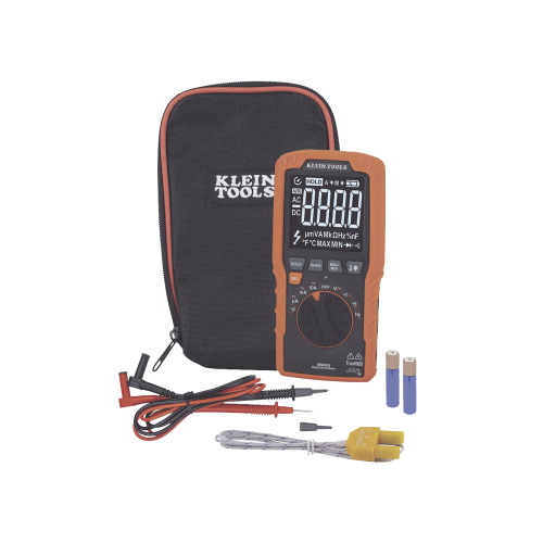 KLEIN TOOLS MM450 Multímetro Digital Esbelto de Rango Automático con TRMS 600V y Medición de Temperatura