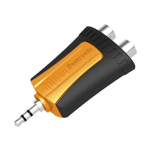 SEETRONIC MMJ3-2RF Conector Estéreo | 3.5 mm – 2 x conector Hembra RCA | Adaptador de Carcasa de Plástico