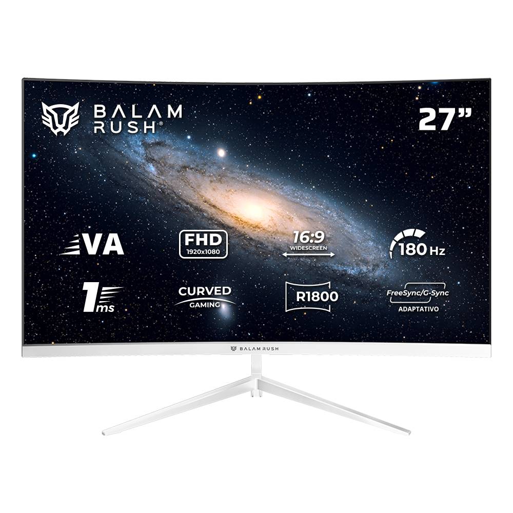 Monitor Gaming Curvo 27 Pulgadas 180hz: ANDROMEDA MAG27Y Balam Rush FreeSync/G-Sync Adaptativo –