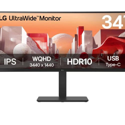 Monitor QHD IPS Curvo – 34 Pulgadas Con USB Tipo-C, RJ45, Altavoces, 100 Hz, Soporte Ajustable Y Multipuertos
