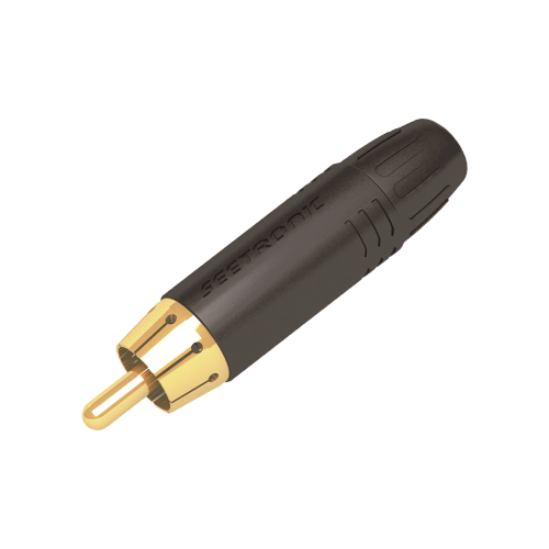 SEETRONIC MT380 Conector Macho RCA | Carcasa Enchapada en Negro | Contacto Enchapado en Oro | Cable OD 3.5-6.5mm