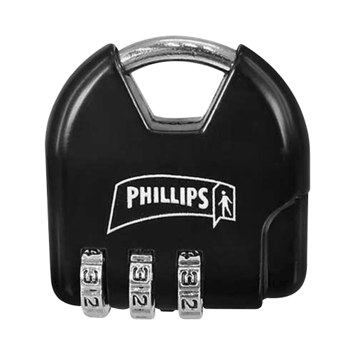 PHILLIPS-ASSA ABLOY MX2320 Candado de Combinación Ajustable, No Requiere Llave, Color Negro.