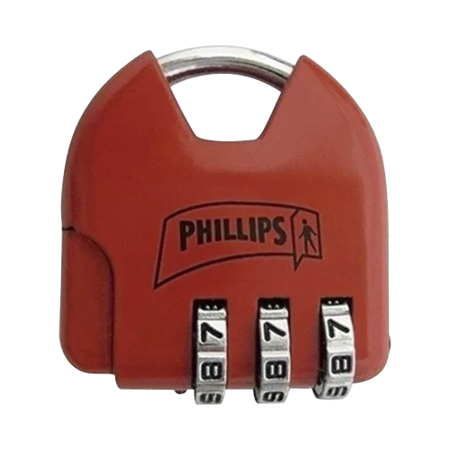 PHILLIPS-ASSA ABLOY MX2325 Candado de Combinación Ajustable, No Requiere Llave, Color Rojo.