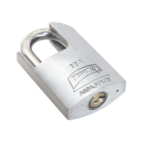 PHILLIPS-ASSA ABLOY MX2419 Candado Metálico Robusto para Puertas, Llave PH-52 para 5 pernos de combinación, Diseño Anti-palanca con Gancho Protegido.