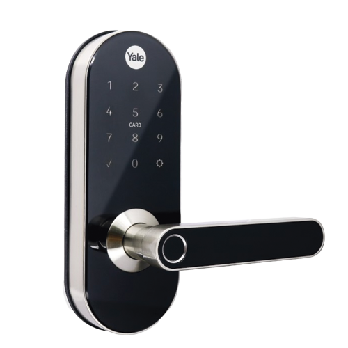 YALE-ASSA ABLOY MX81727 Cerradura Digital YMC420, con Teclado Táctil, lector de Tarjetas, Huellas, Incluye HUB, compatible con YALE CONNECT