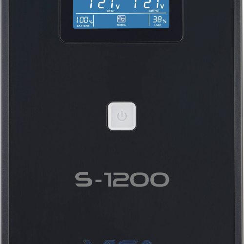 No Break Interactivo S1200 – 1200VA/600W, Entrada 127 VCA 60 Hz, Salida 120 VCA, 5 NEMA Reguladas/5 ReguladOs Y Respaldadas, RJ11/RJ45, Pantalla LCD