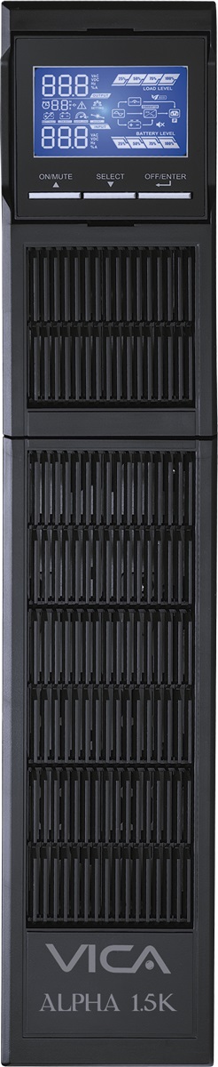 UPS Online Doble Conversión Rack ALPHA 1.5K – 1500VA/1500W, 8 NEMA 5-15R Protegidos, Entrada NEMA 5-15P, 55/150Vca, Salida 100/110/115/120/127Vca, SNMP