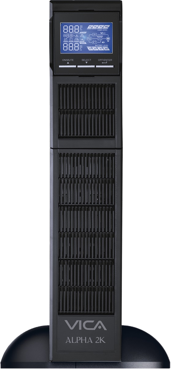 UPS Online Doble Conversión Rack ALPHA 2K – 2000VA/2000W, 8 NEMA 5-15/20R Protegidos, Entrada NEMA 5-20P, 55/150Vca, Salida 100/110/115/120/127Vca, SNMP