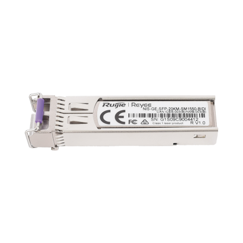 RUIJIE NIS-GE-SFP-20KM-SM1550-BIDI Transceptor Industrial BIDI Monomodo SFP 1G (Lado B), hasta 20 Kilómetros, TX 1550, RX 1310, soporta Temperaturas de -40° a 85° C