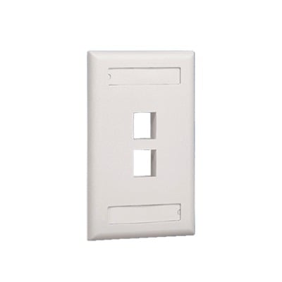 PANDUIT NK2FIWY Placa de Pared Vertical, Salida Para 2 Puertos Keystone, Con Espacios Para Etiquetas, Color Blanco Mate