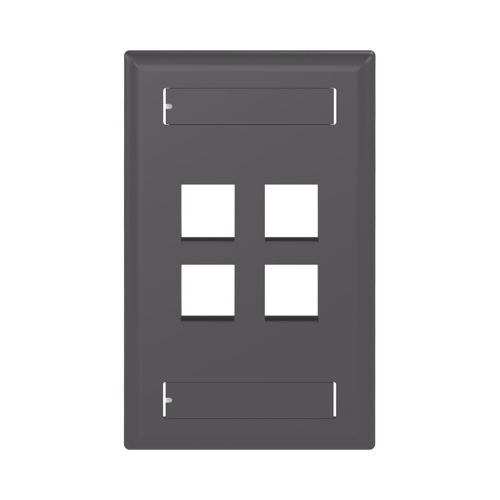 PANDUIT NK4FBL Placa de Pared Vertical, Salida Para 4 Puertos Keystone, Con Espacios Para Etiquetas, Color Negro