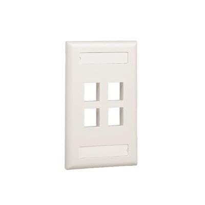PANDUIT NK4FIWY Placa de Pared Vertical, Salida Para 4 Puertos Keystone, Con Espacios Para Etiquetas, Color Banco Mate