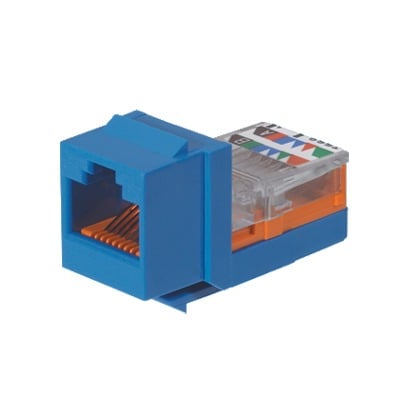 PANDUIT NK5E88MBUY Conector Jack Estilo Leadframe, Tipo Keystone, Categoría 5e, de 8 posiciones y 8 cables, Color Azul