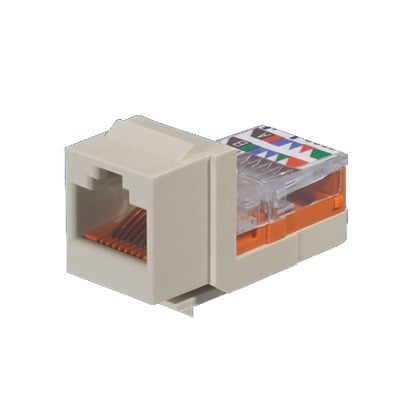 PANDUIT NK5E88MIWY Conector Jack Estilo Leadframe, Tipo Keystone, Categoría 5e, de 8 posiciones y 8 cables, Color Blanco mate