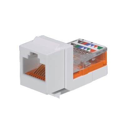 PANDUIT NK5E88MWHY Conector Jack Estilo Leadframe, Tipo Keystone, Categoría 5e, de 8 posiciones y 8 cables, Color Blanco