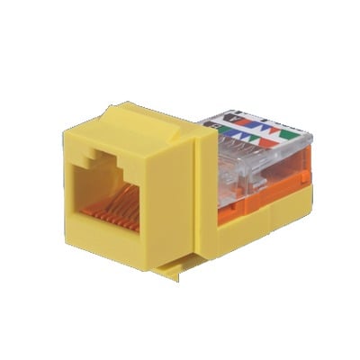 PANDUIT NK5E88MYLY Conector Jack Estilo Leadframe, Tipo Keystone, Categoría 5e, de 8 posiciones y 8 cables, Color Amarillo
