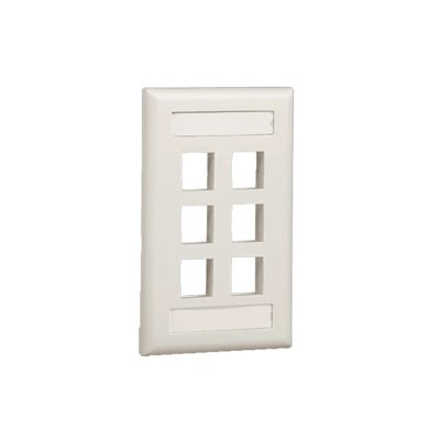 PANDUIT NK6FIWY Placa de Pared Vertical, Salida Para 6 Puertos Keystone, Con Espacios Para Etiquetas, Color Blanco Mate