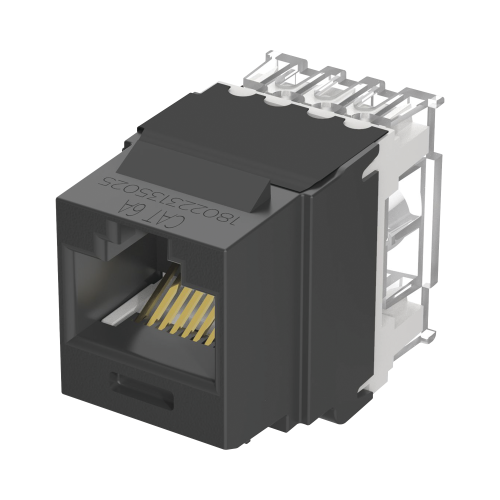 PANDUIT NK6X88MBL Conector Jack Estilo 110 (de Impacto), Tipo Keystone, Categoría 6A, de 8 posiciones y 8 cables, Color Negro