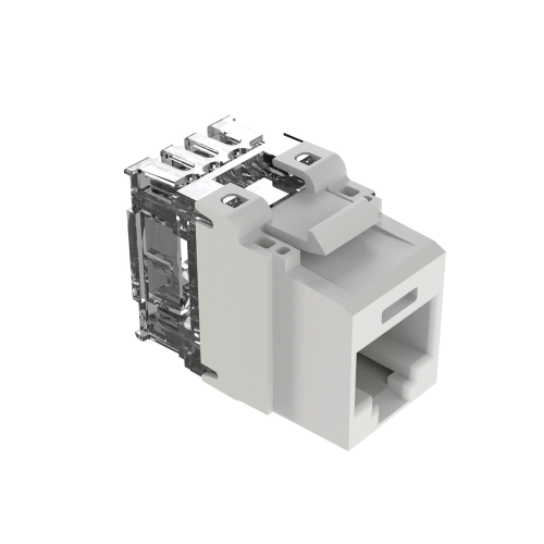PANDUIT NK6X88MWH Conector Jack Estilo 110 (de Impacto), Tipo Keystone, Categoría 6A, de 8 posiciones y 8 cables, Color Blanco