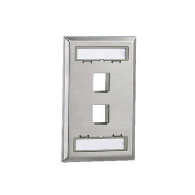 PANDUIT NKF2S Placa de Pared Vertical, Salida Para 2 Puertos Keystone, Con Espacios Para Etiquetas, de Acero Inoxidable