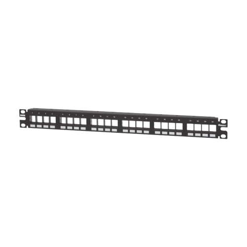 PANDUIT NKPP24FMY Panel de Parcheo Modular Keystone (Sin Conectores), Numerado y Espacio para Etiquetas, de 24 puertos, 1UR