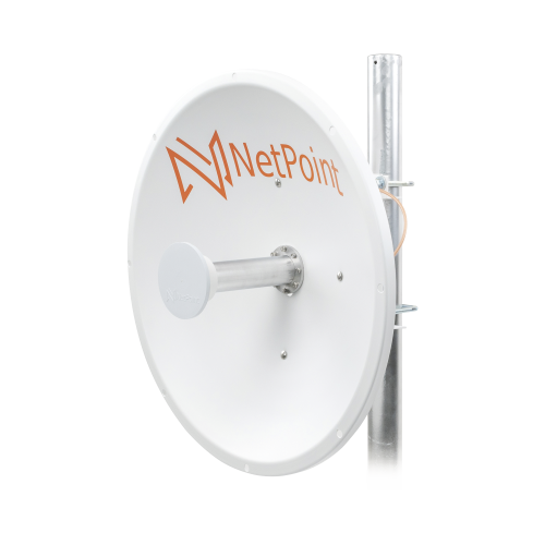 NetPoint NP1GEN2 Antena Direccional de alto rendimiento, diámetro de 60 cm, 4.9-6.4 GHz, Ganancia 30 dBi, SLANT de 45 ° y 90 °, Ideal para 30 km, Conector N-Hembra, Montaje y jumpers incluidos.
