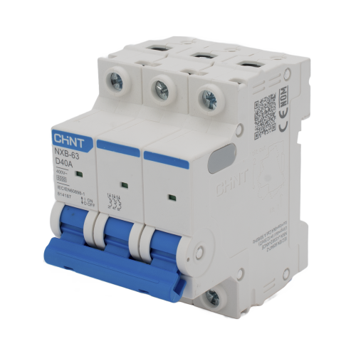 CHINT NXB633PD40 Pastilla para Riel Din, 3 Polos, 40 Amp, Vca:110/415v, 6kA, Catálogo: NXB633PD40, Serie: NXB-63.