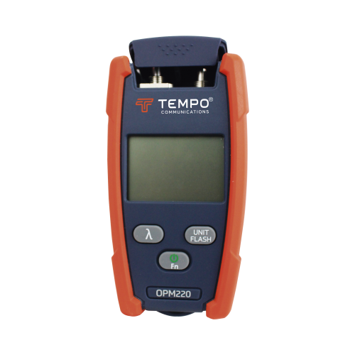 TEMPO OPM-220 Medidor de Alta Potencia (Micro OPM) para Fibra Óptica con Localizador Visual de Fallos (VFL), entrada universal de 2.5 mm (para conectores SC, ST y FC)