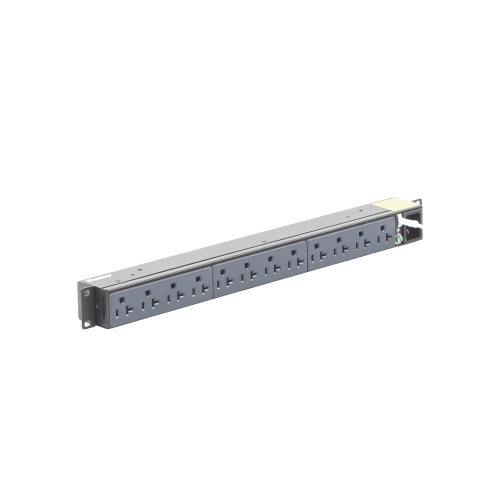 PANDUIT P12B01M PDU Básico para Distribución de Energía, Enchufe de Entrada NEMA 5-15P, Con 12 Contactos NEMA 5-20R, Instalación Horizontal de 19in, 1UR, 15 Amp, 120 Vca