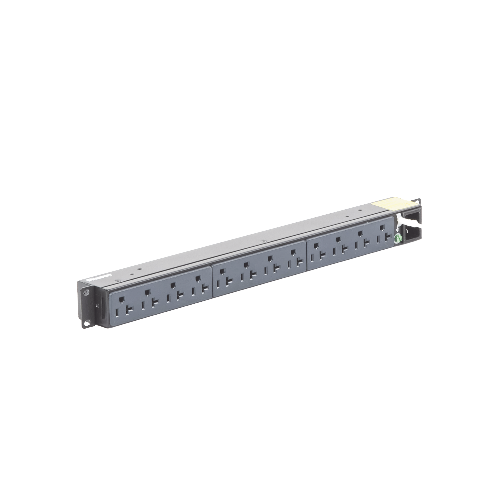 PANDUIT P12B01M PDU Básico para Distribución de Energía, Enchufe de Entrada NEMA 5-15P, Con 12 Contactos NEMA 5-20R, Instalación Horizontal de 19in, 1UR, 15 Amp, 120 Vca
