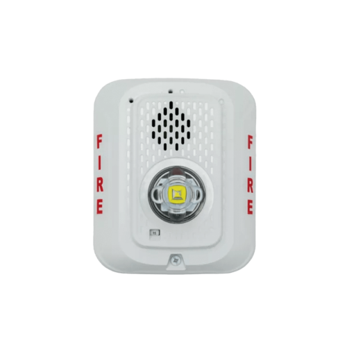 SYSTEM SENSOR P2WLED Sirena con Lámpara LED Estroboscópica, a 2 Hilos, Montaje en Pared, 24 Vcd, Configuración Estroboscópica Seleccionable, Texto en Inglés, Color Blanca