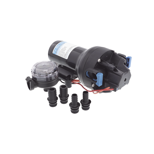 JABSCO P501J-118S-3A Bomba de diafragma controlada por presión para trabajo pesado ParMax de 12 Vcd, caudal de 5 GPM, presión máxima 60 psi, para manguera de diámetro interior de 13 mm (1/2″) y 19 mm (3/4″)