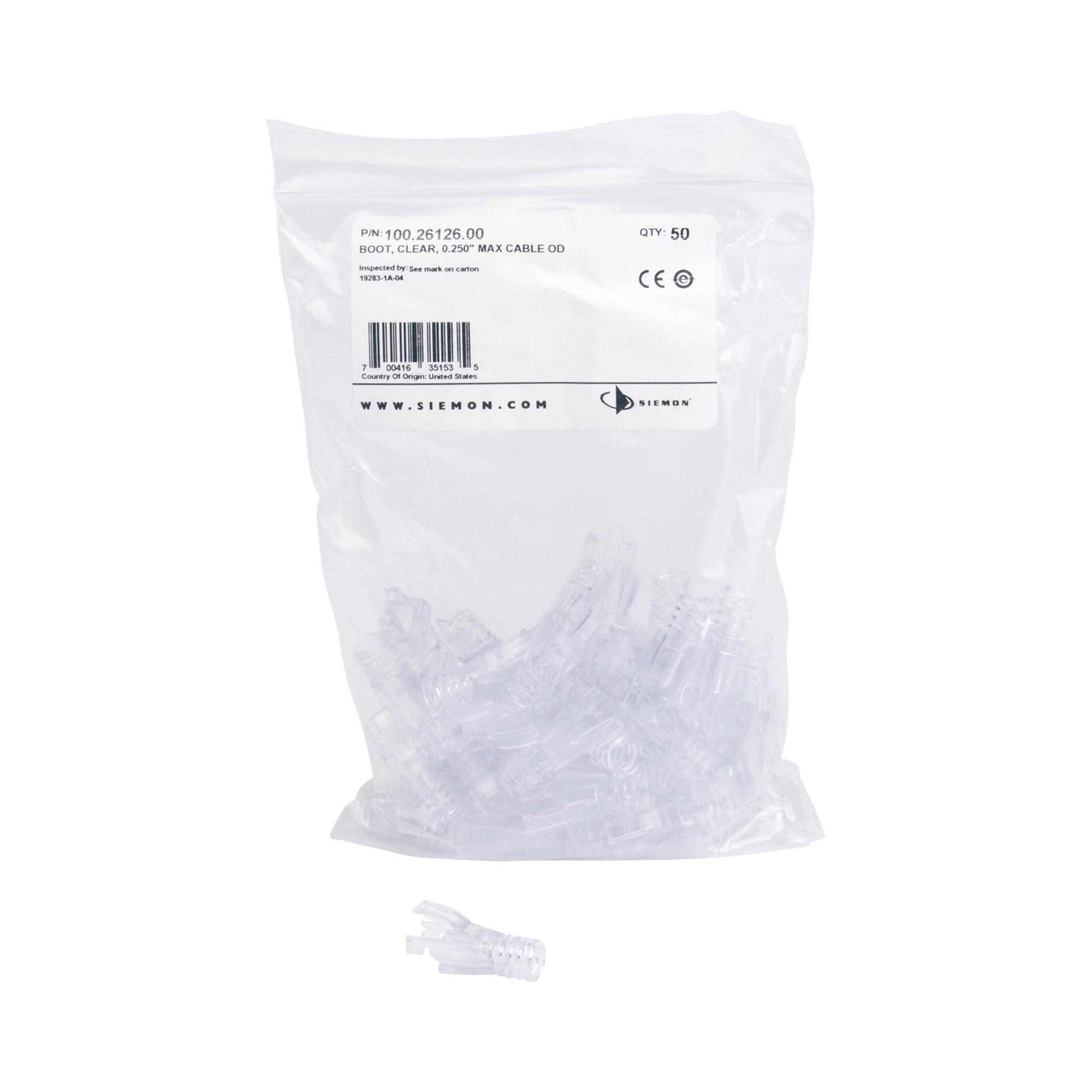 SIEMON P6U-BOOT Bota Protectora Opcional, Para Plug P6U-8-8 de Siemon, Bolsa con 50 piezas