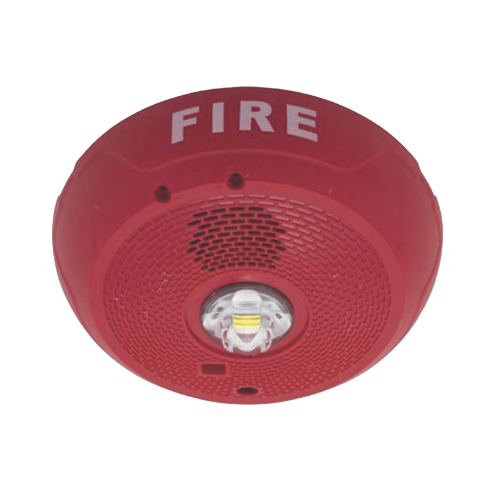 SYSTEM SENSOR PC2RLED Sirena con Lámpara LED Estroboscópica, Montaje en Techo, Nivel de Candelas Seleccionable, Color Rojo, Nuevo Diseño Moderno y Elegante, Menor Consumo de Corriente