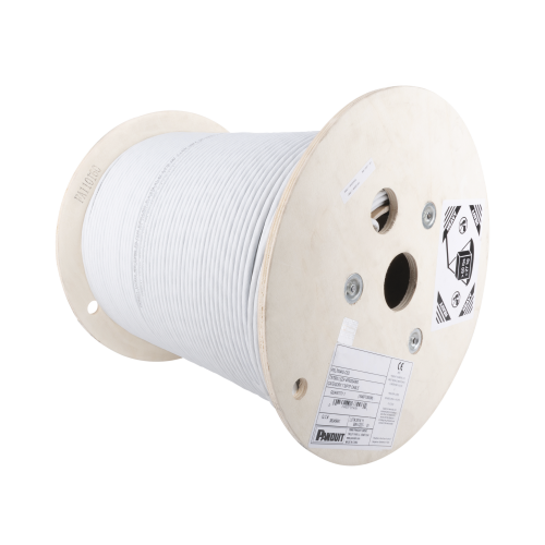 PANDUIT PFL6X04WH-CEG Bobina de Cable Blindado F/UTP de 4 Pares, Cat6A, Soporte de Aplicaciones 10GBase-T, LSZH (Libre de Gases Tóxicos), Color Blanco, 305m