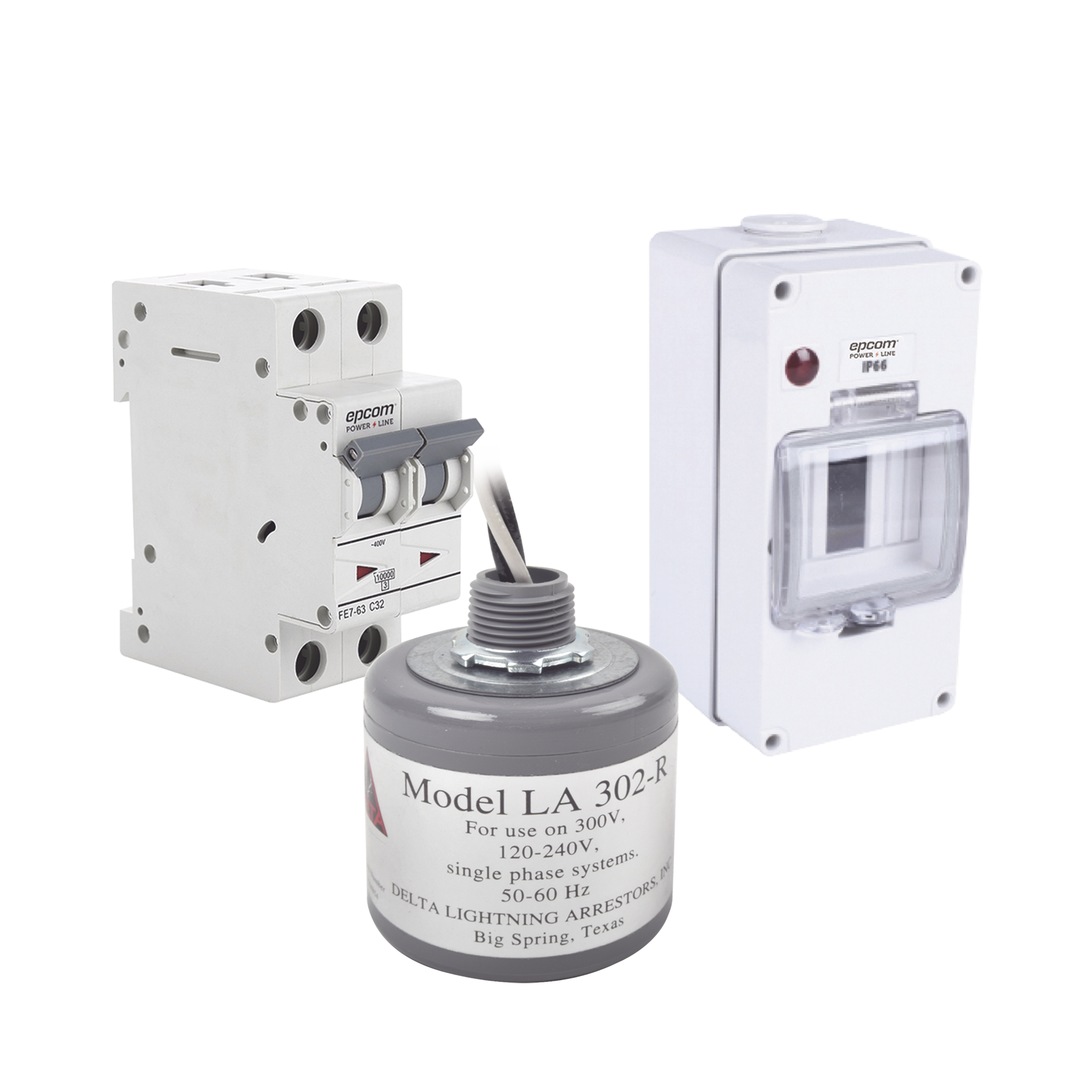 EPCOM POWERLINE PL10ACA Kit de Centro de Carga Para Corriente Alterna, Breaker de hasta 400 Vca de 10 A con Supresor de Picos Transitorios.