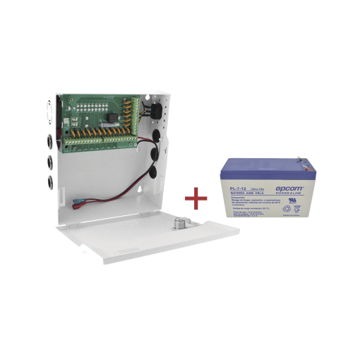 EPCOM POWERLINE PLK12DC20ABK/K Kit, Fuente con 18 salidas, 20 Amperes totales, Ajuste de voltaje de 11-15 V, 20 A modelo PLK12DC20ABK, + Batería incluída LK712