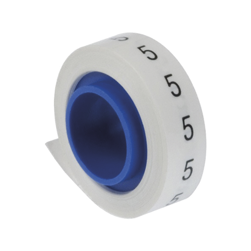 PANDUIT PMDR-5 Rollo de Etiquetas Marcadoras, Pre-Impresos con el Número 5, de 2.4 metros, Color Blanco