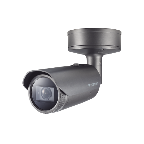 Hanwha Techwin Wisenet PNO-A6081R Camara Bala IP 2MP con IA, Lente Motorizado 4.38 a 9.33mm, P-Iris, WDR 120dB, H.265, RanuraSD, Protección IP67 IK10 NEMA4X
