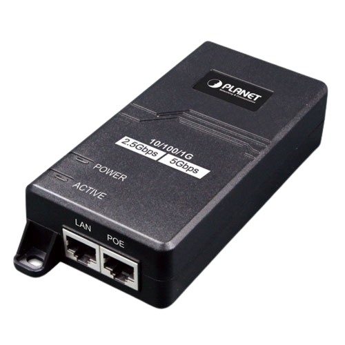 PLANET POE-165 Inyector PoE 802.3 af/at, Hasta 30 W, con Puertos de 10/100/1000Mbps/ 2.5 Gbps/5 Gbps