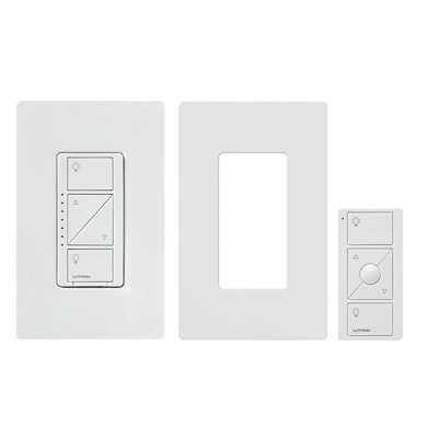 LUTRON CASETA WIRELESS PPKG1WWH (Caseta Wireless) Kit, Atenuador, control remoto PICO y tapa.